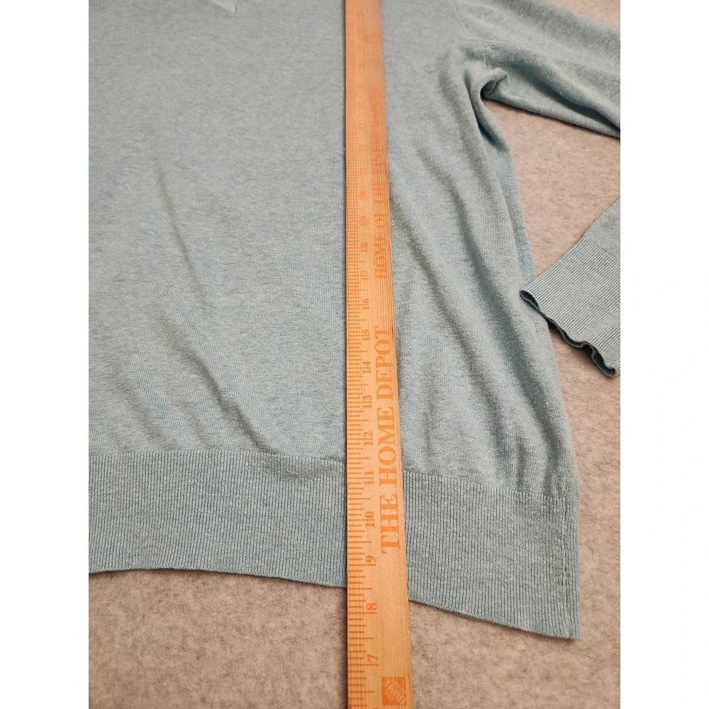 Banana Republic Sweater Mens‎ Large Beached Aqua Silk Linen V Neck Lightweight